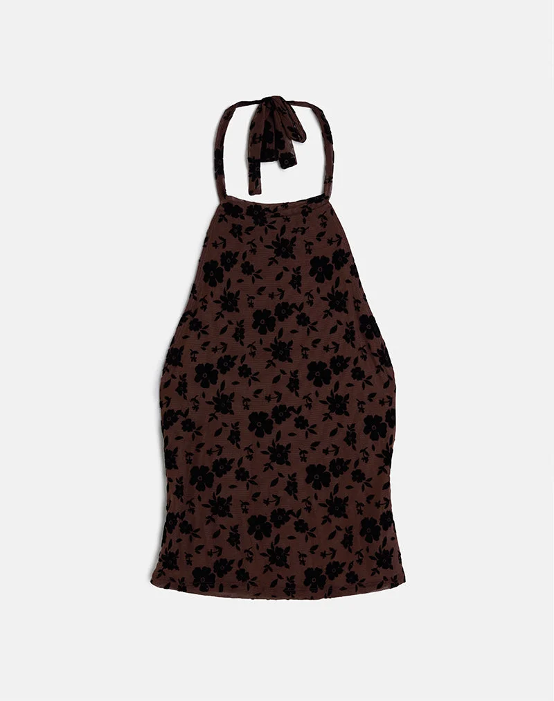 Olivera Top in Brown Garden Floral