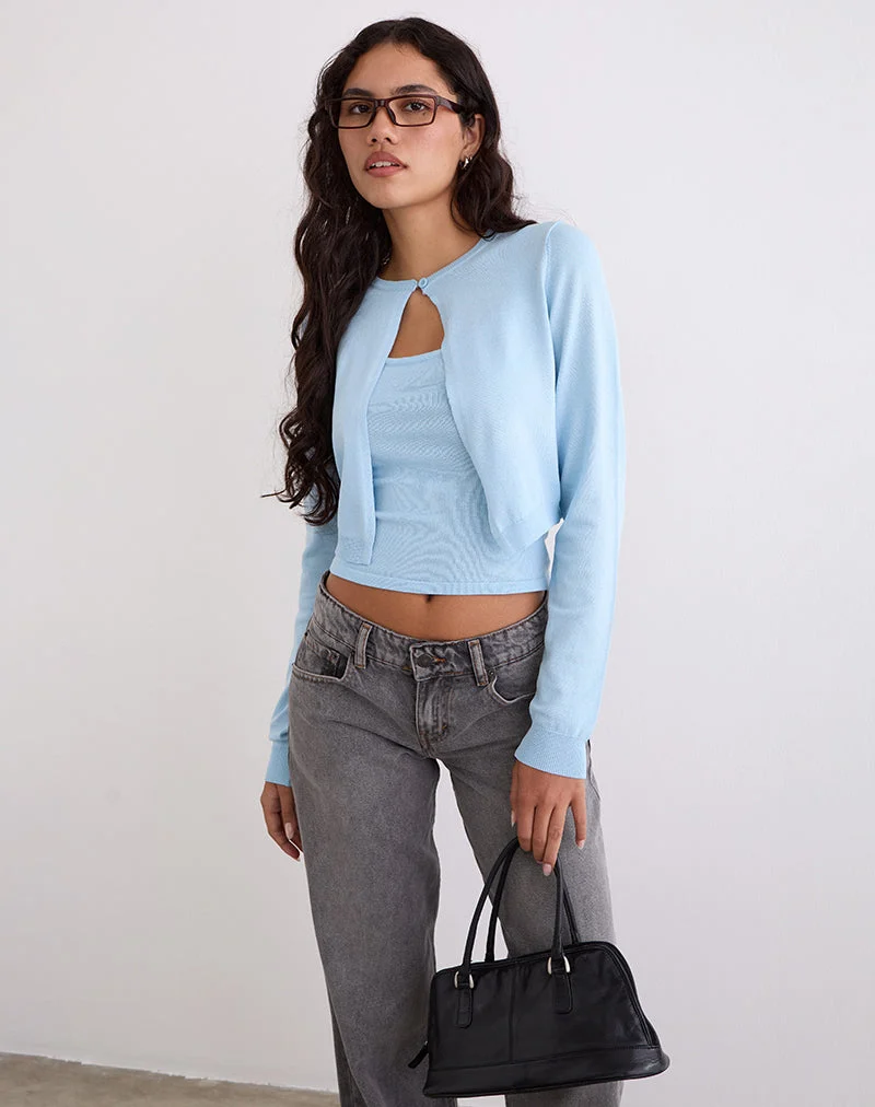 Nuha Gerippte Strickjacke in Blau