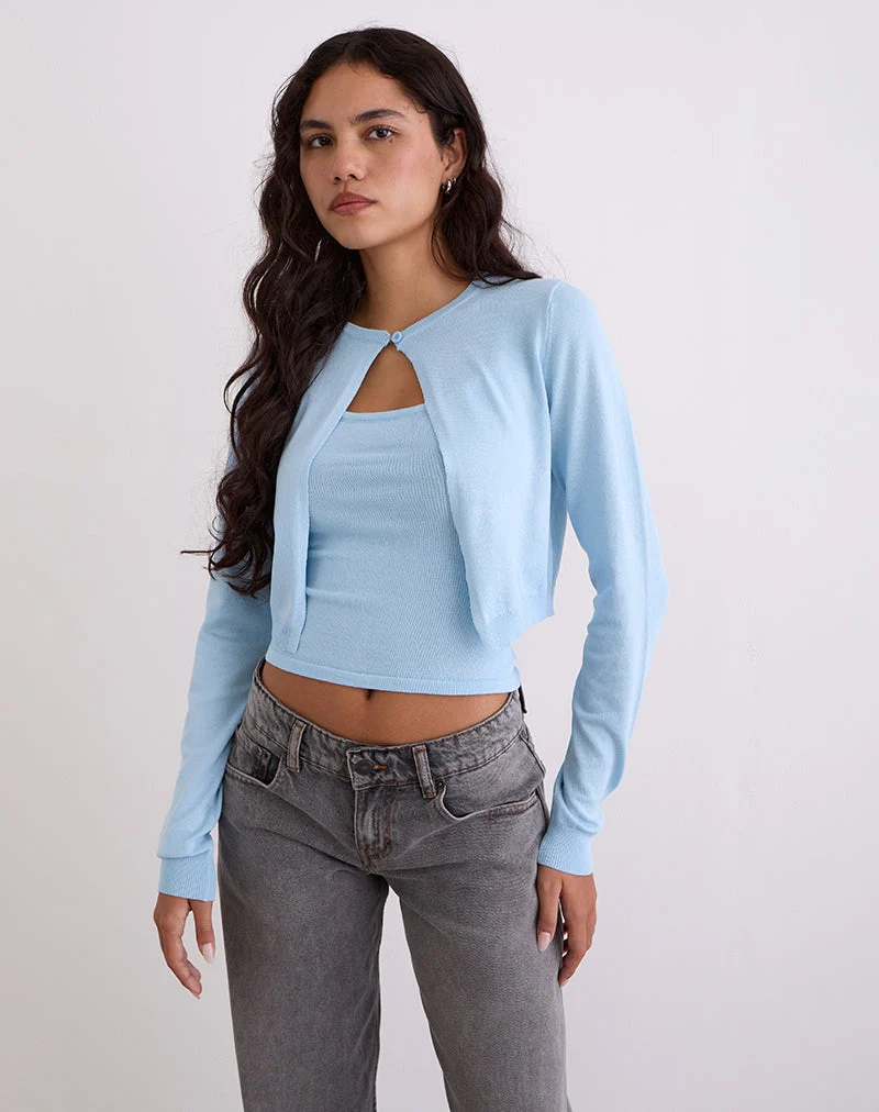 Nuha Gerippte Strickjacke in Blau