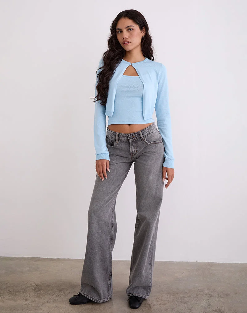 Nuha Gerippte Strickjacke in Blau
