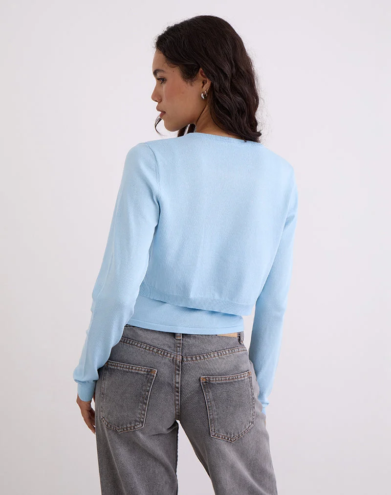 Nuha Gerippte Strickjacke in Blau