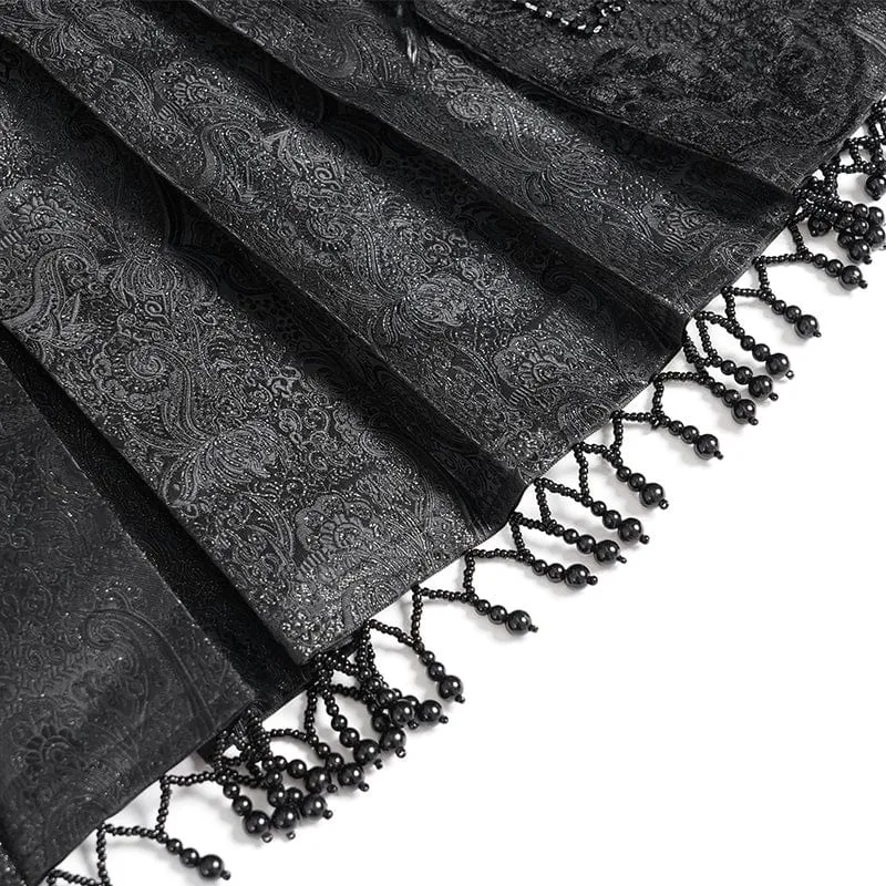 Gothic-Blumen-Kreuzkette-Pferdegesicht-Langer Rock für Damen