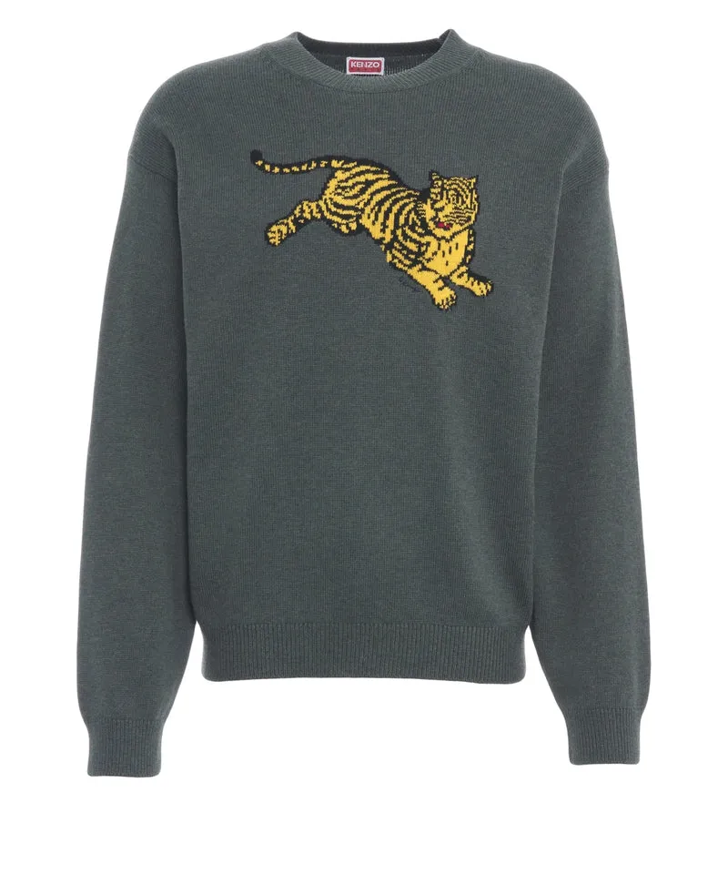 Maglione con logo intarsiato