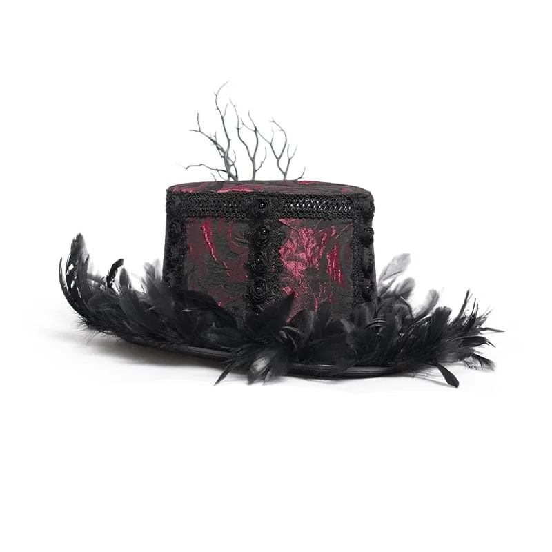 Gothic-Blumenfederhut für Damen
