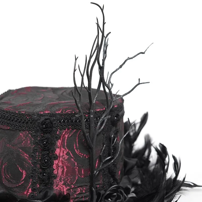 Gothic-Blumenfederhut für Damen