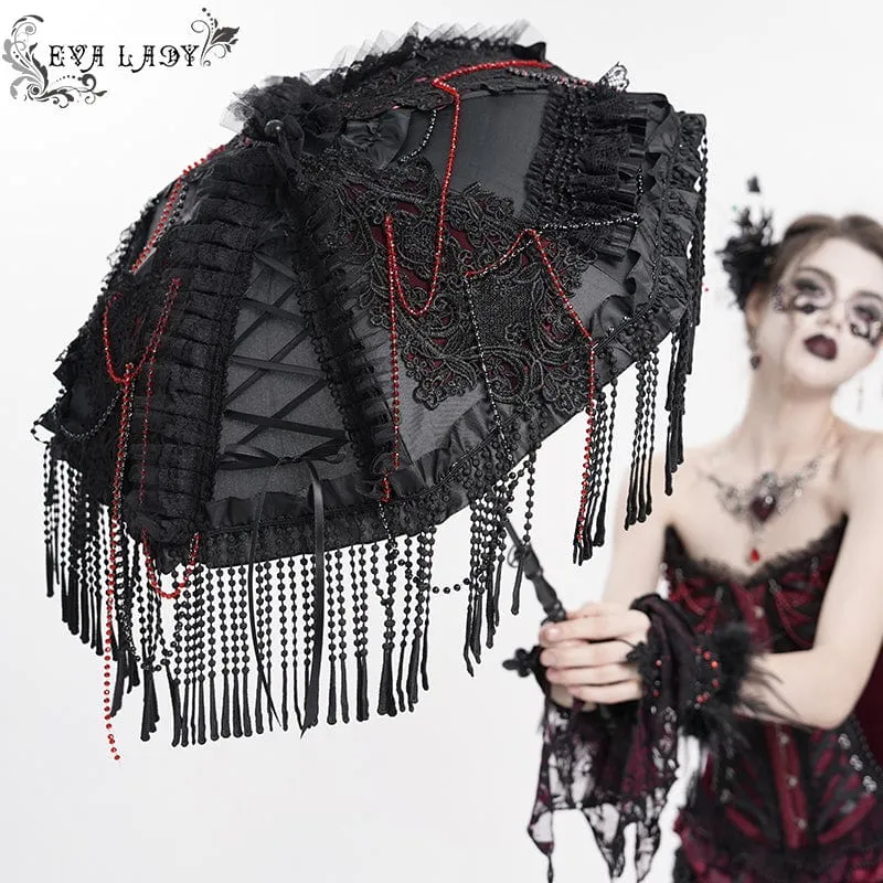 Gothic-Schnür-Quasten-Regenschirm für Damen