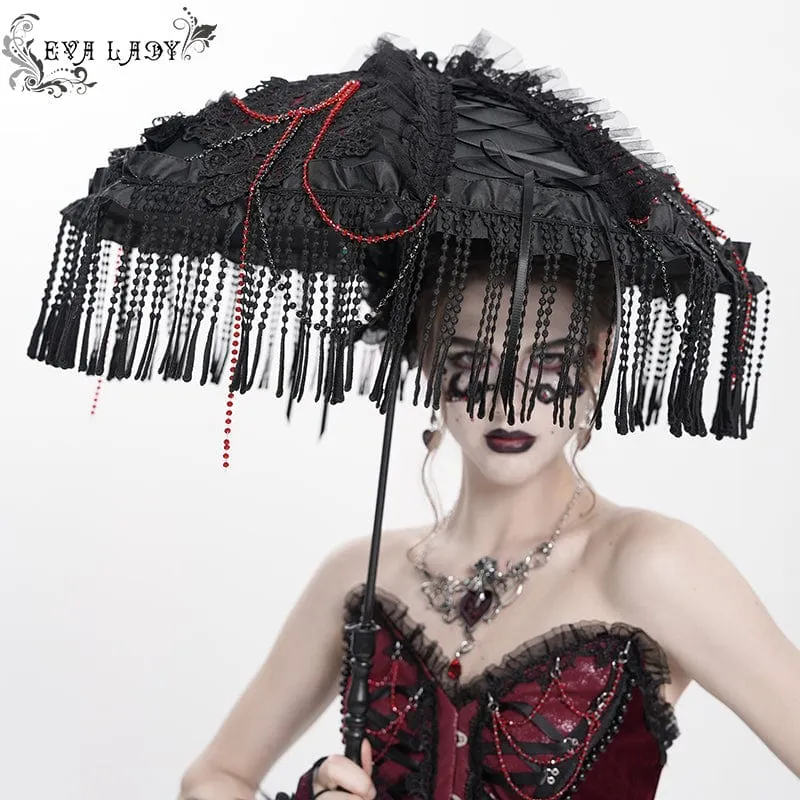 Gothic-Schnür-Quasten-Regenschirm für Damen