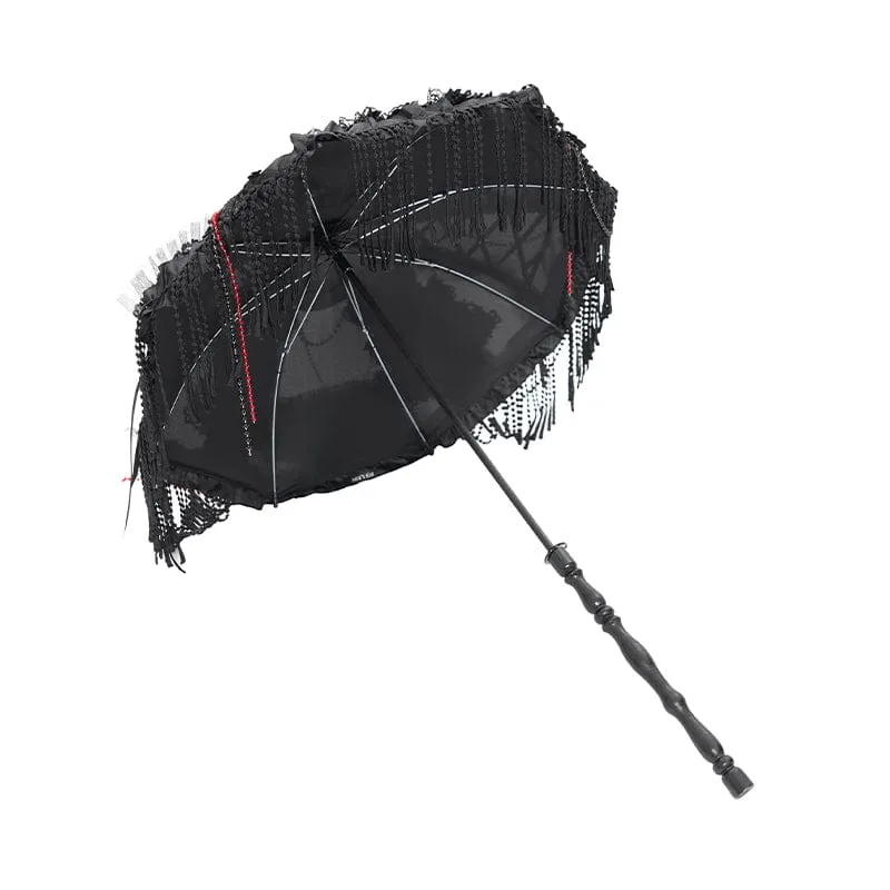 Gothic-Schnür-Quasten-Regenschirm für Damen