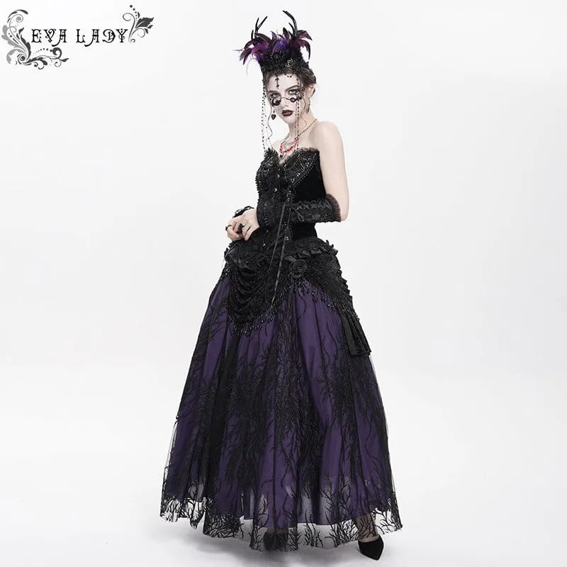 Gothic-Krone mit Blumenfedern und Perlen für Damen