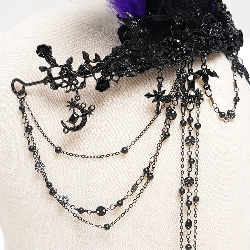 Gothic-Krone mit Blumenfedern und Perlen für Damen