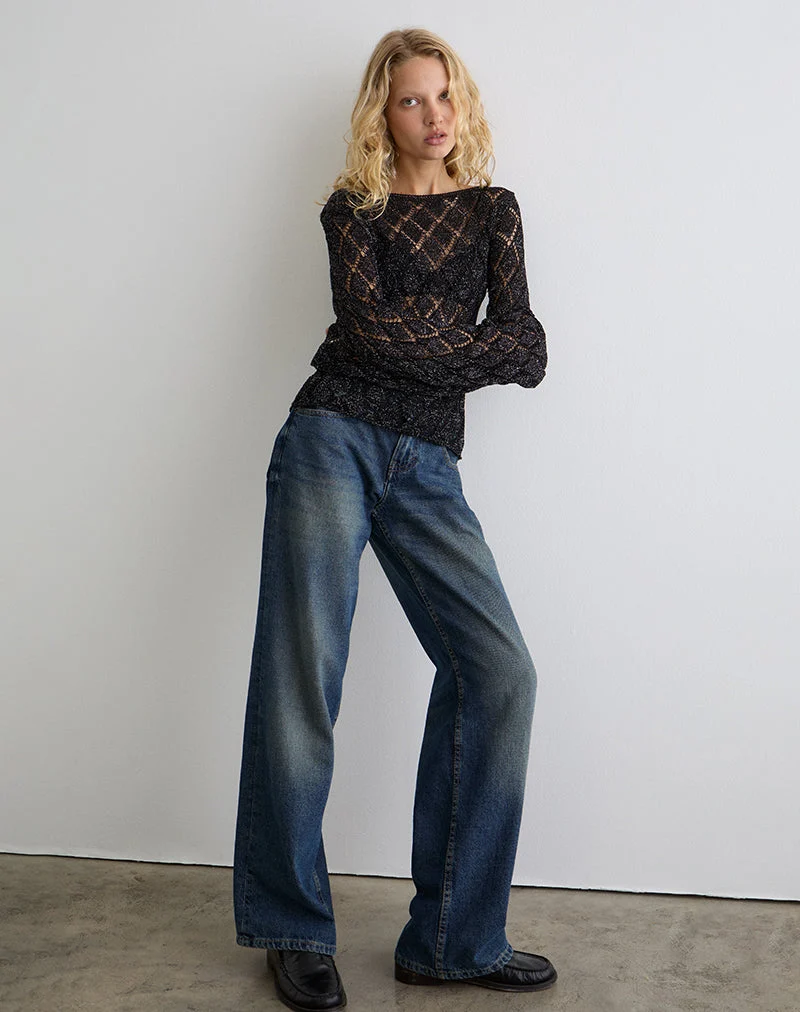 Tate Pullover in Schwarz Metallic