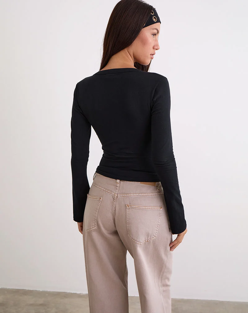 Emesy Langärmeliges Top in Schwarz