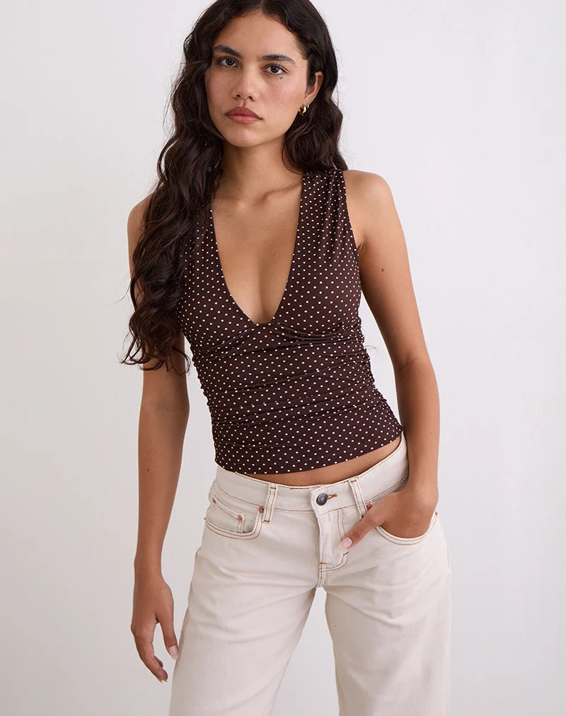 Lycia Oberteil in Micro Polka Braun