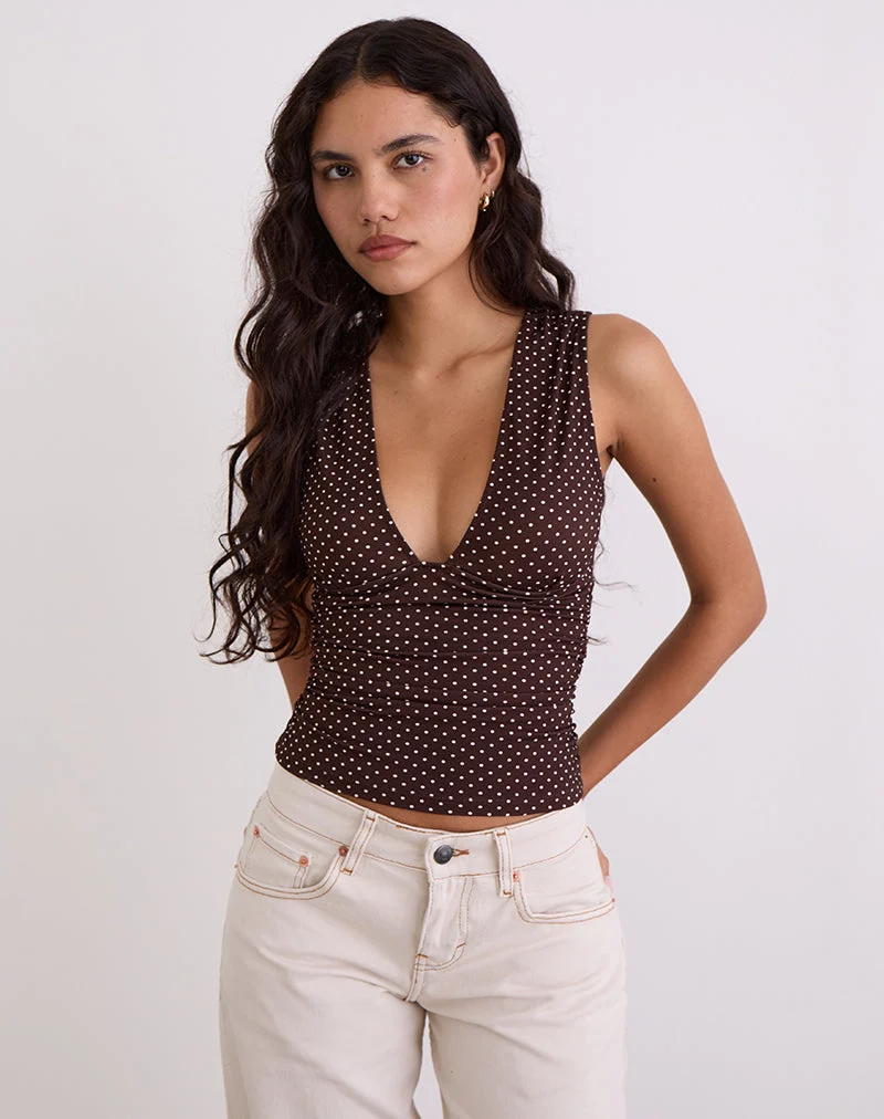 Lycia Oberteil in Micro Polka Braun