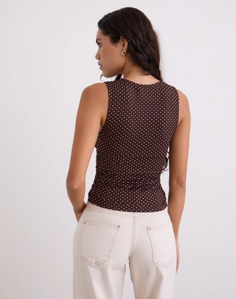 Lycia Oberteil in Micro Polka Braun