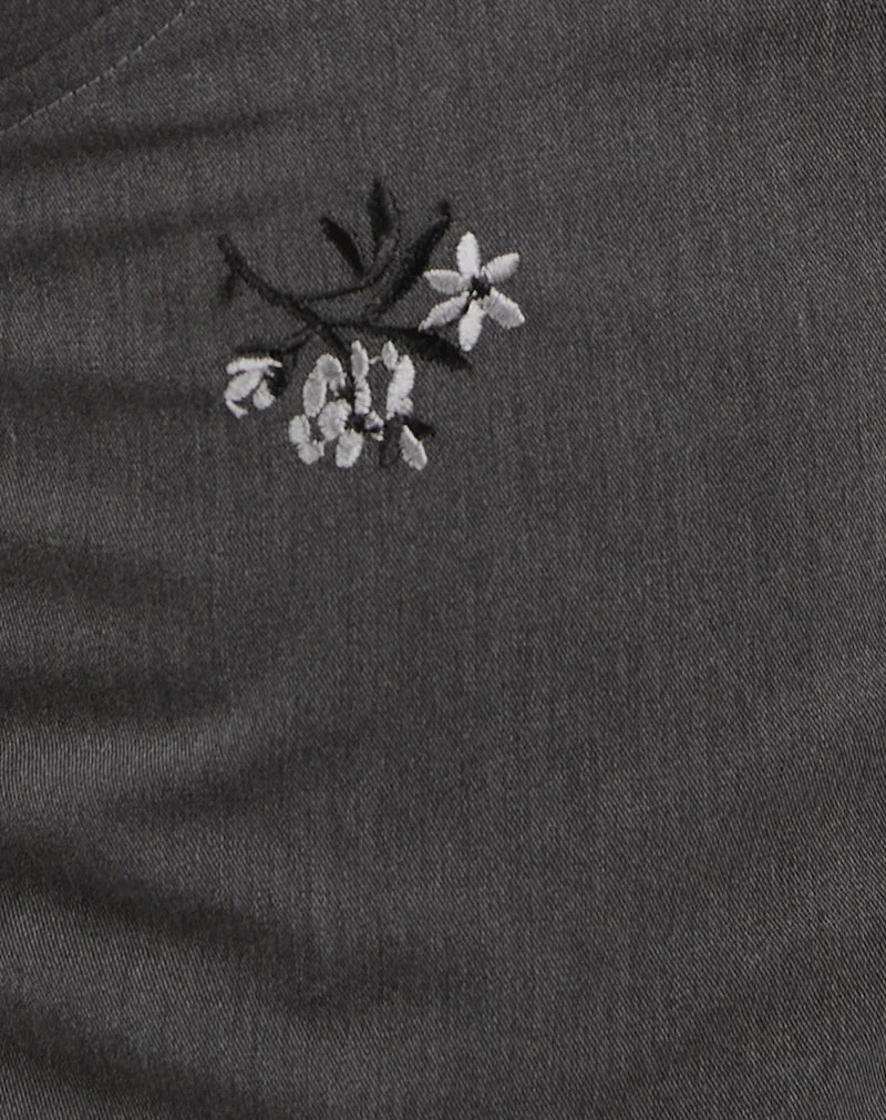 Madira Top mit floraler Stickerei Tailoring Charcoal