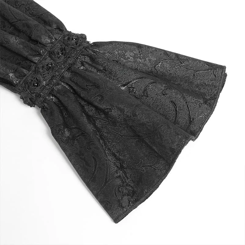 Gothic-Langarmhemd mit Jacquard-Spitze und Stehkragen für Damen