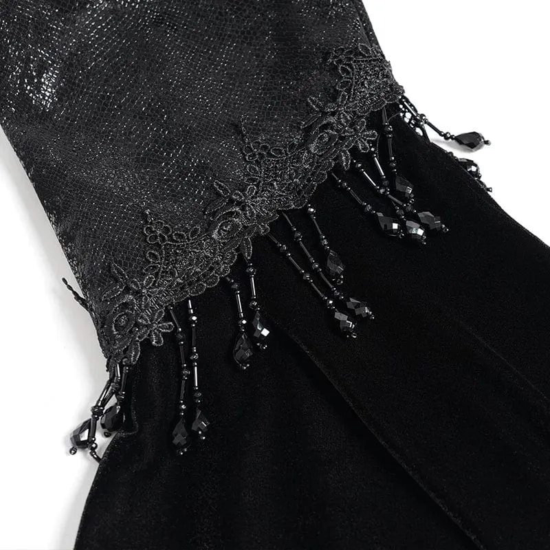 Gothic-Kurzjacke für Damen mit Blumenstickerei und Perlen