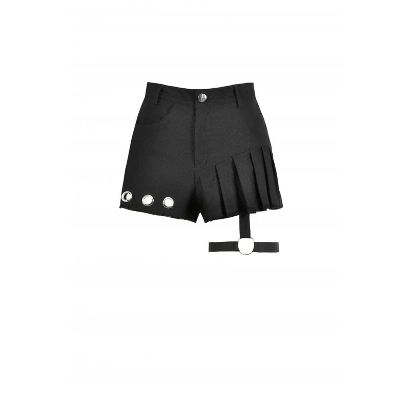Punk-Shorts mit asymmetrischen Nieten und Beinriemen für Damen