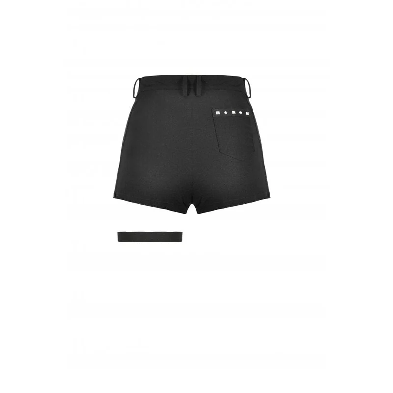 Punk-Shorts mit asymmetrischen Nieten und Beinriemen für Damen