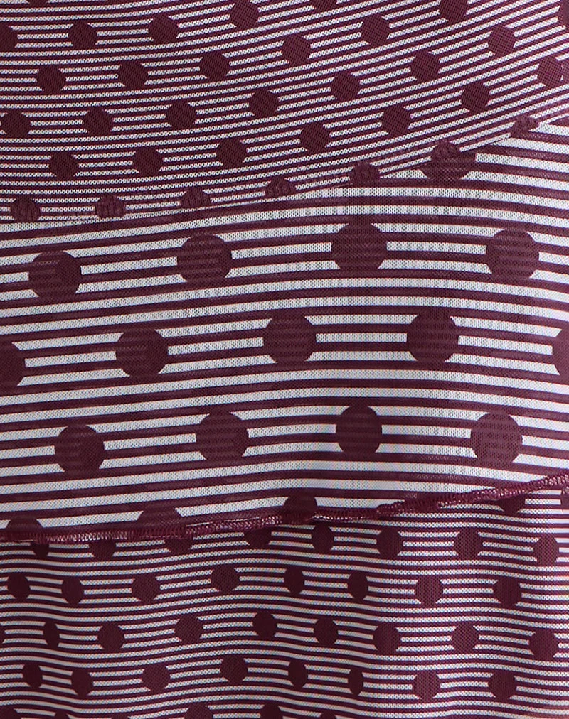 Gayani Rüschenrock in Polka-Streifen Pflaume