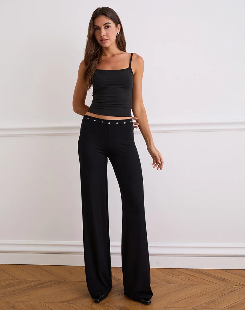 Dorala Low-Rise-Hose mit Ösen in Schwarz