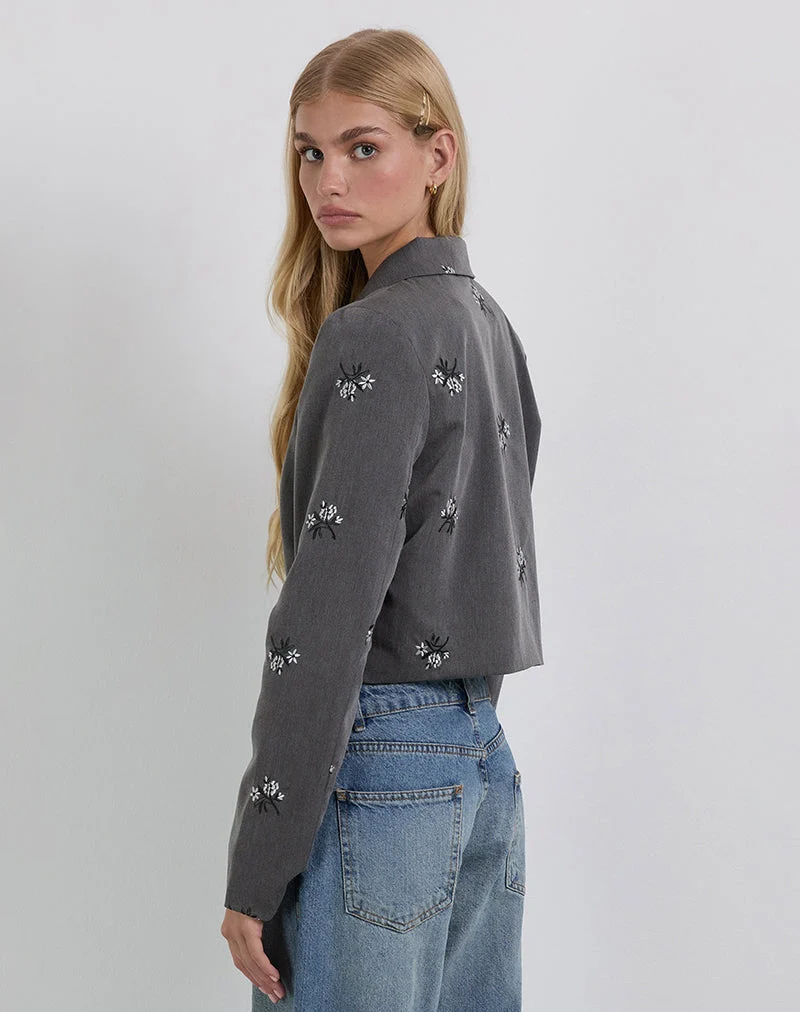Zedari Jacke mit floraler Stickerei Tailoring Charcoal