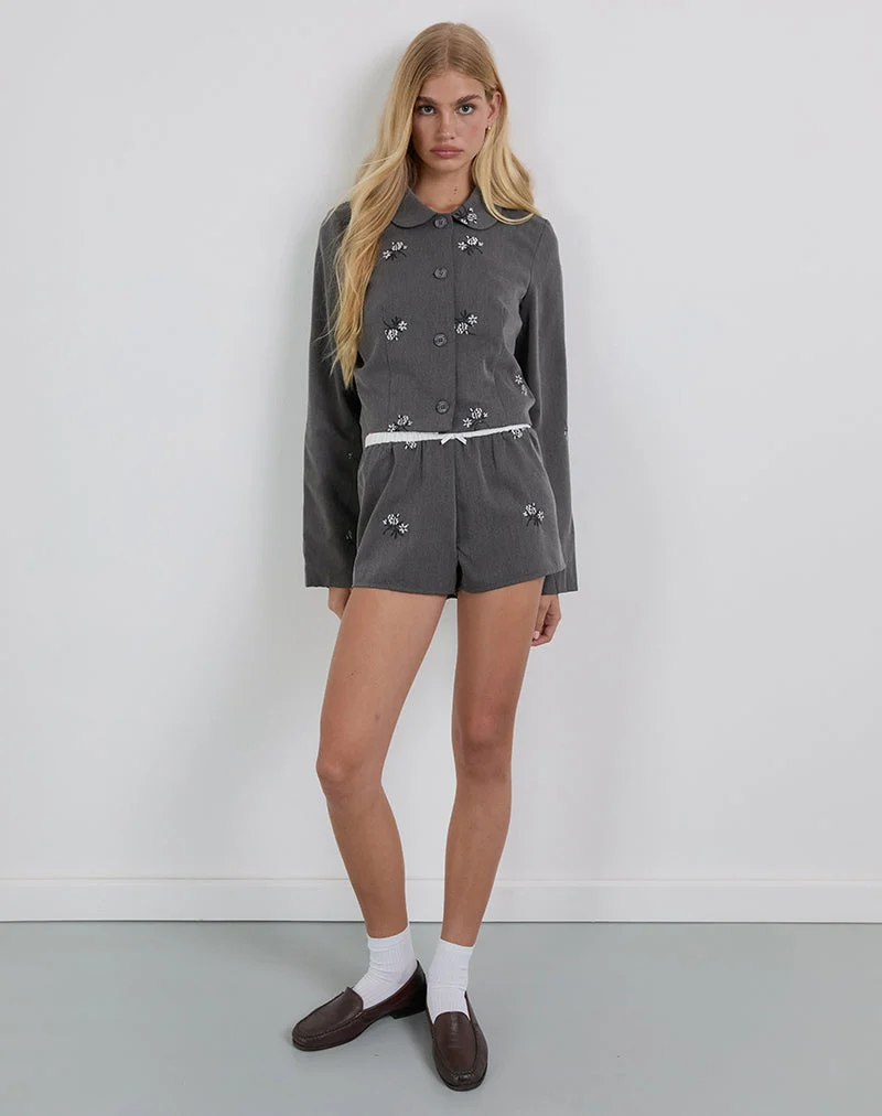 Zedari Jacke mit floraler Stickerei Tailoring Charcoal
