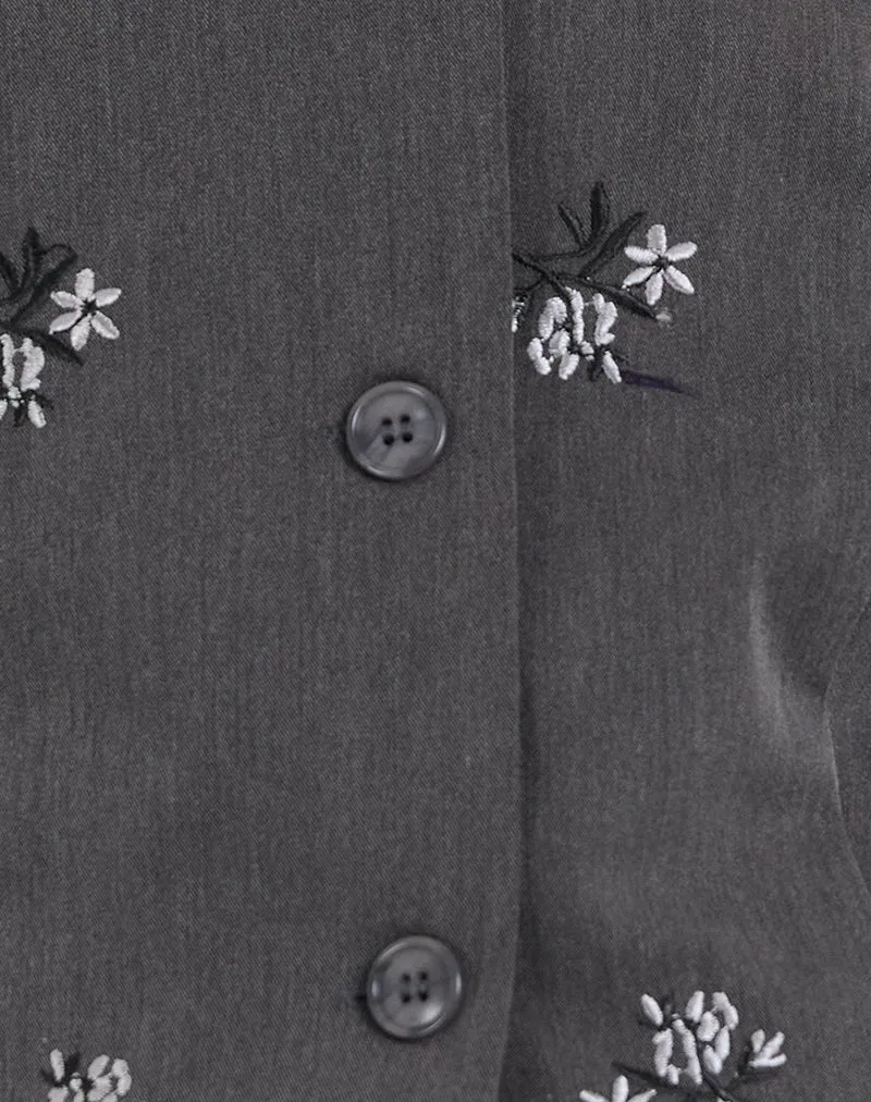 Zedari Jacke mit floraler Stickerei Tailoring Charcoal
