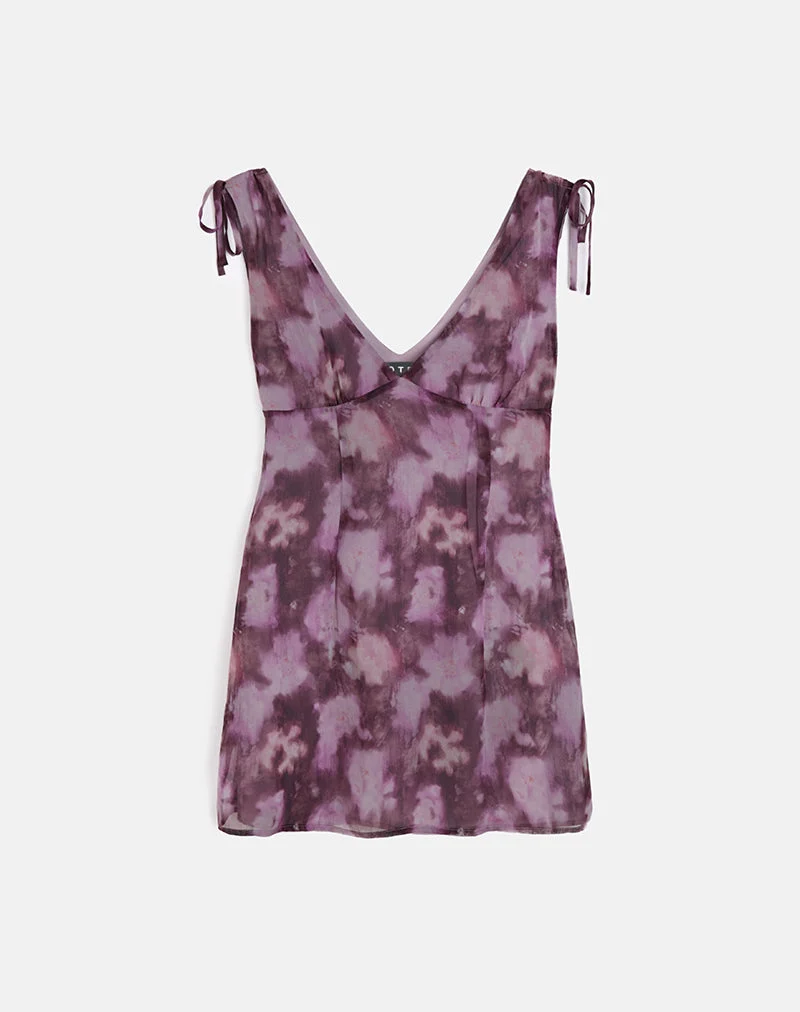 Carmila Minikleid aus geblümtem Chiffon in Lila