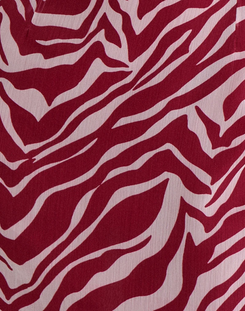 Beyza Halter-Minikleid mit Zebramuster Rot