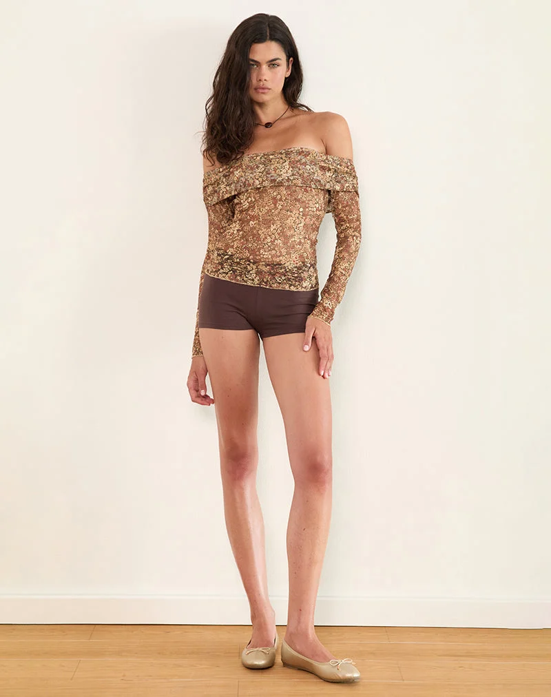 Nanila Top in Cluster Floral Braun
