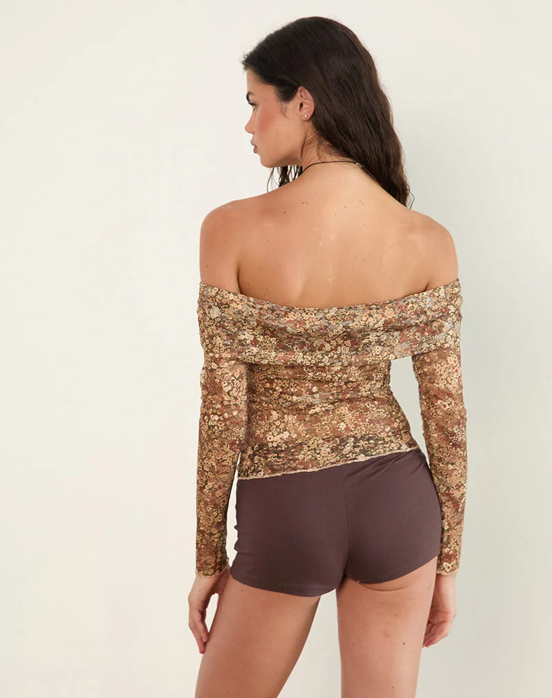 Nanila Top in Cluster Floral Braun