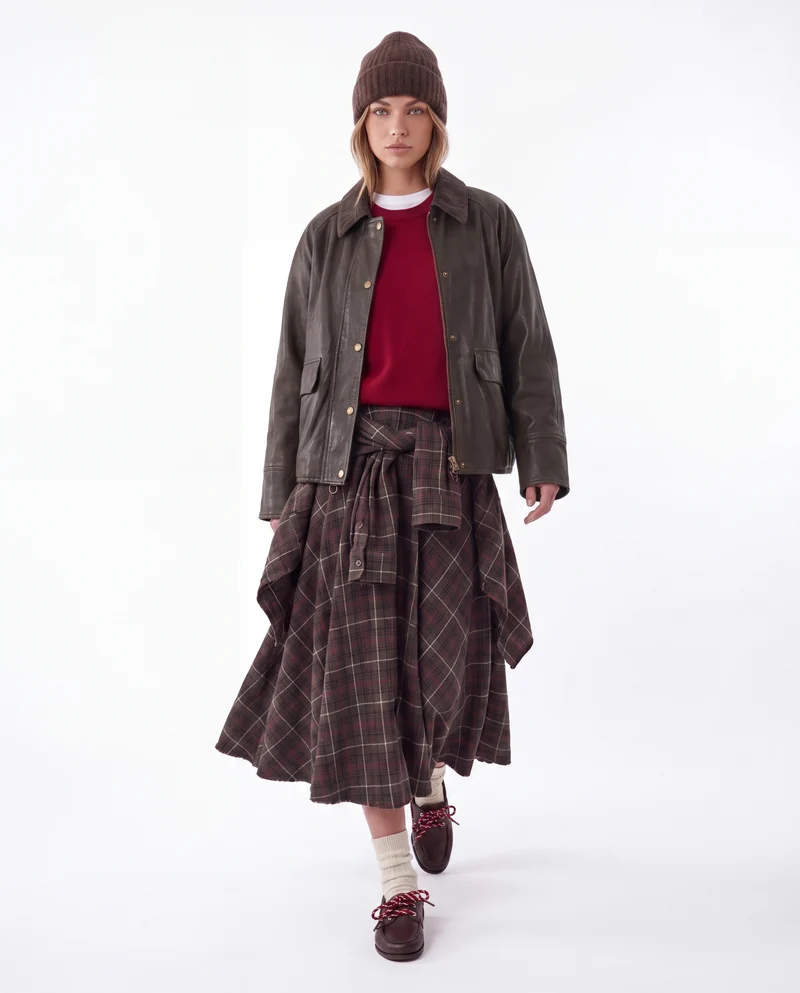 Gonna midi con motivo a quadri 'Alice'