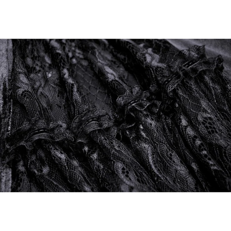 Gothic Brautkleid aus Samt mit Puffärmeln und Spitze im Damenstil