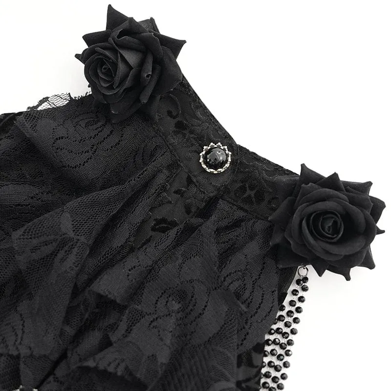 Gothic-Partykleid aus Samt mit schulterfreiem Kordelzug für Damen