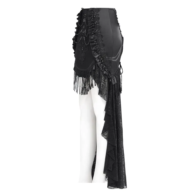 Gothic Rose Mesh Splice High/Low-Rock für Damen