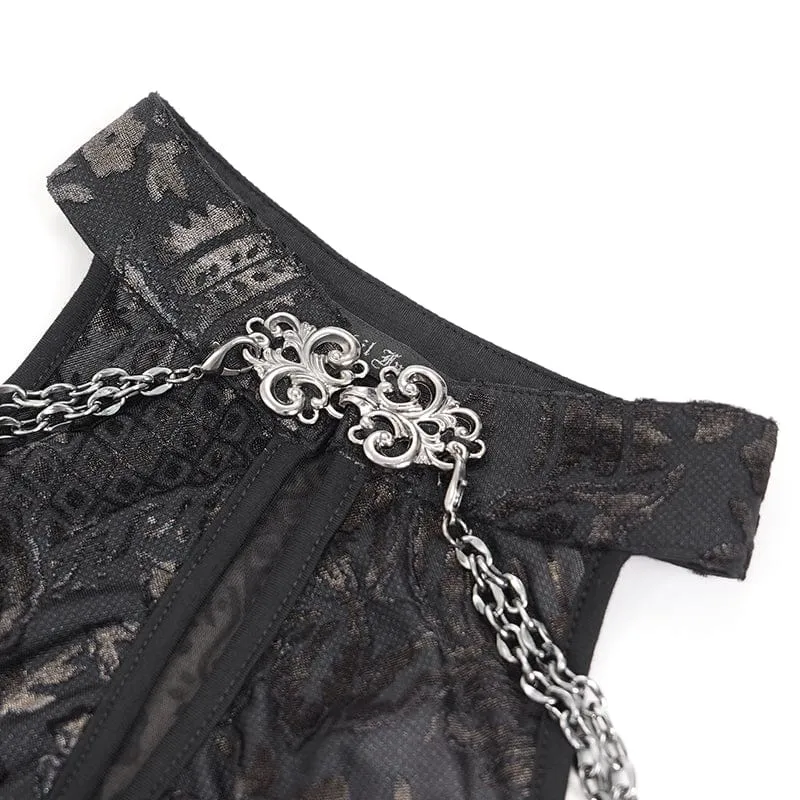 Gothic-Kleid für Damen, schulterfrei, mit Cut-outs und seitlichem Schlitz