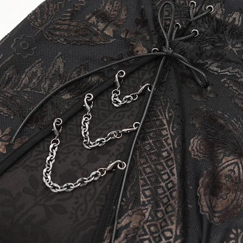 Gothic-Kleid für Damen, schulterfrei, mit Cut-outs und seitlichem Schlitz