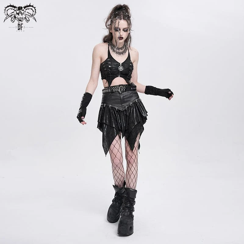 Unregelmäßiger Punk-Kurzrock mit hoher Taille für Damen