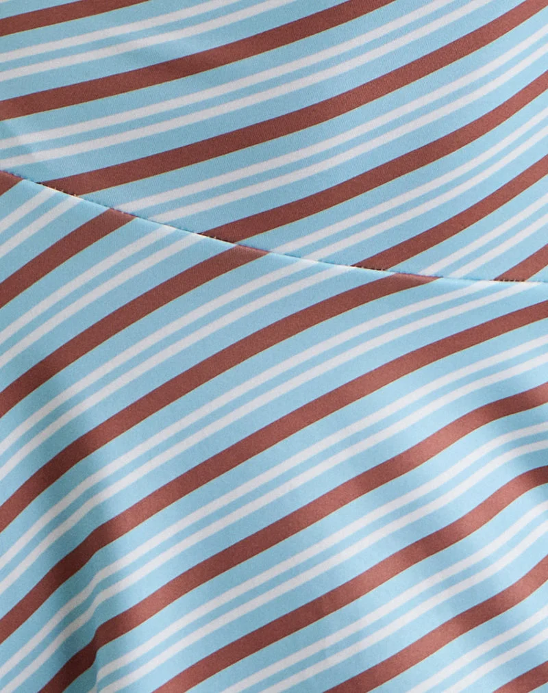 Kagari Minikleid in Diagonalstreifen Hellblau