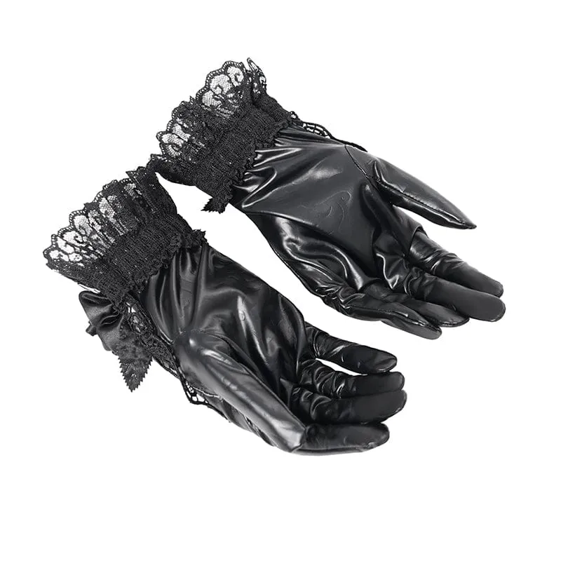 Gothic-Handschuhe aus Spitze mit Blumenstickereien für Damen