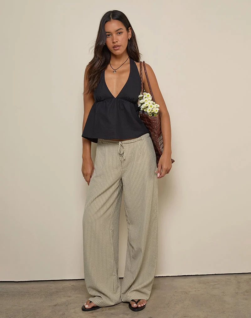 Juria-Hose in neutralem Khaki gestreift
