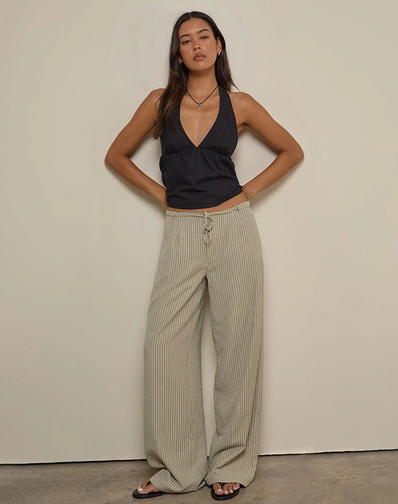 Juria-Hose in neutralem Khaki gestreift