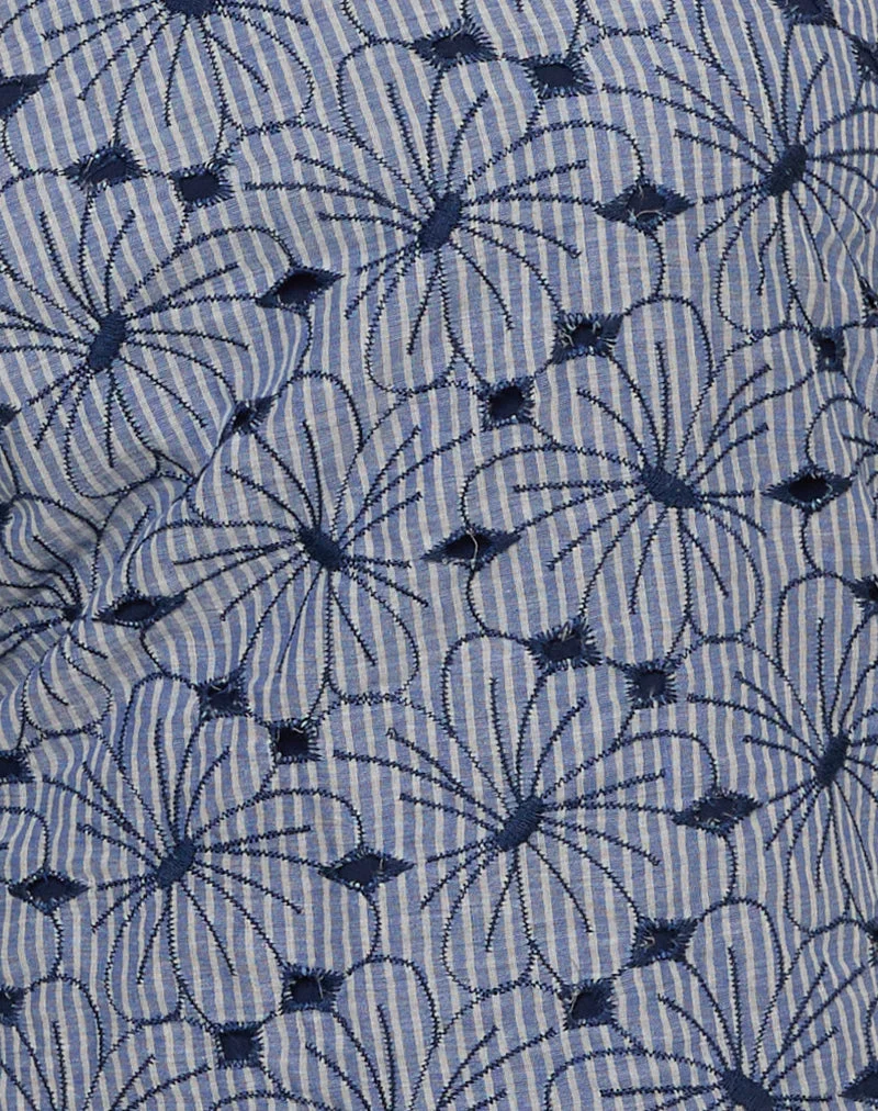 Janisa Neckholder-Top in Blau Gestreifte Blumen