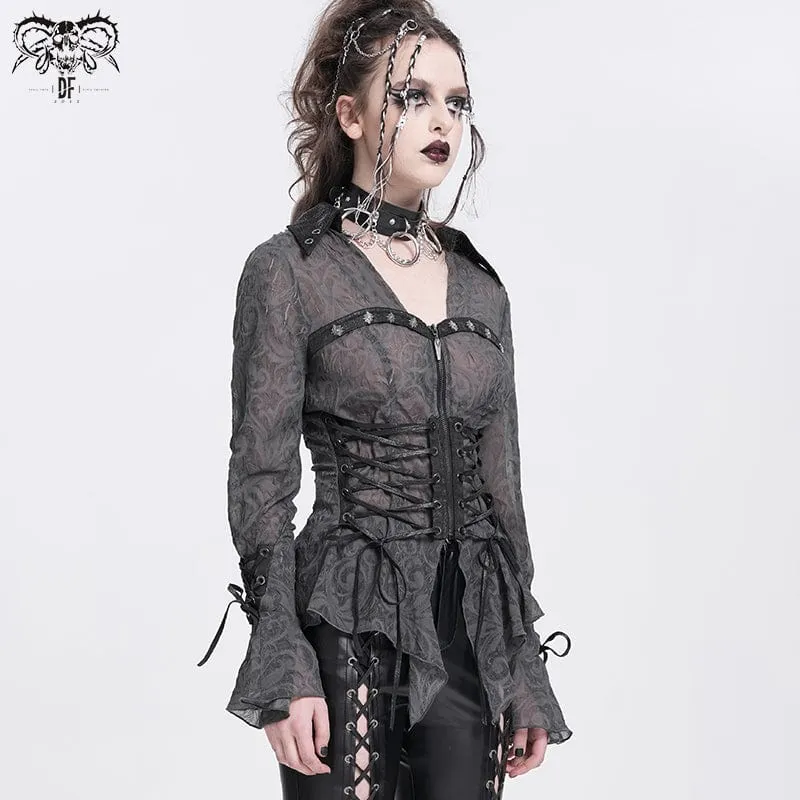 Gothic Irregular Schnürhemd für Damen