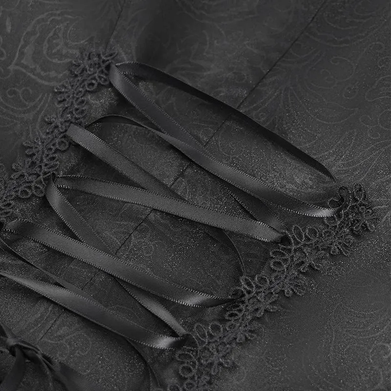 Gothic-Hemd mit Stehkragen, Rüschen und Schwalbenschwanz für Damen