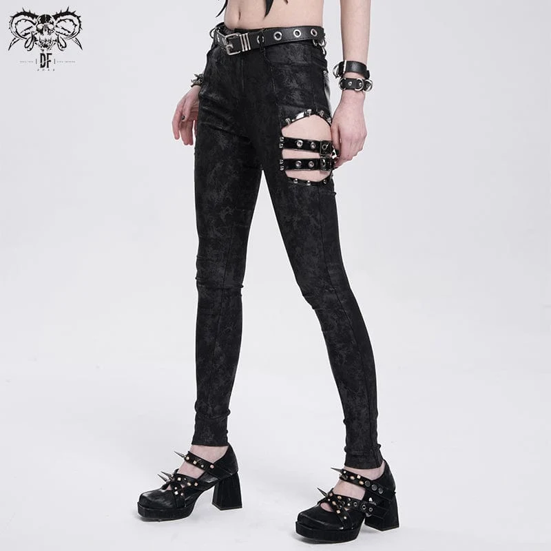 Gothic-Hose mit Cutout-Schnallen für Damen