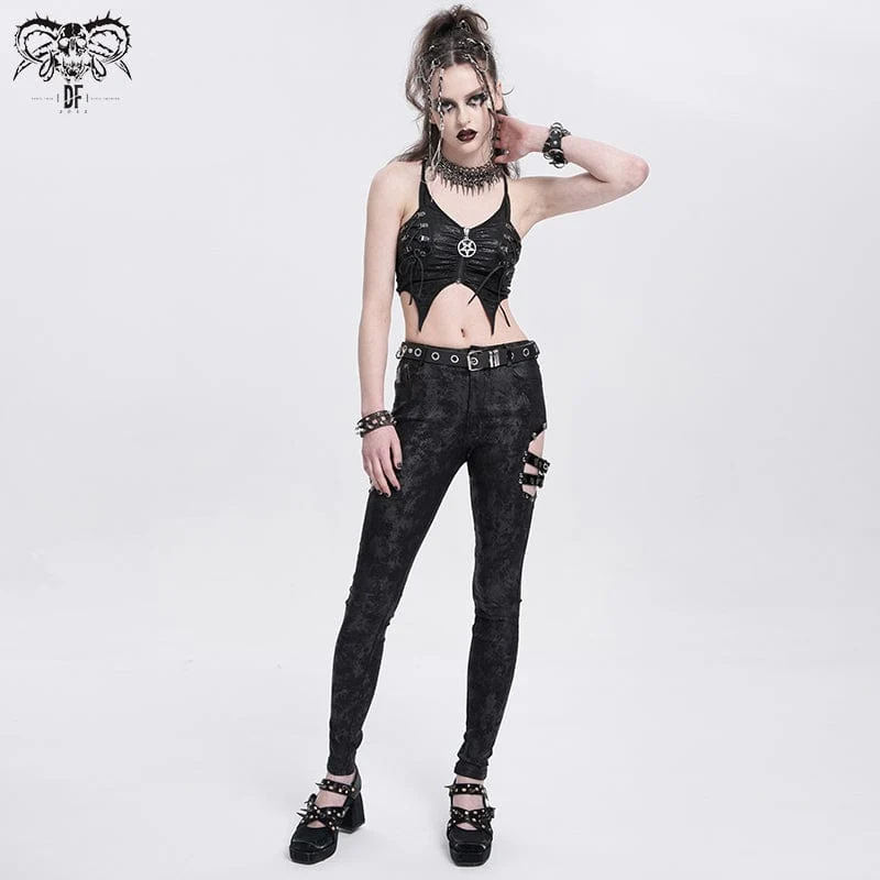 Gothic-Hose mit Cutout-Schnallen für Damen