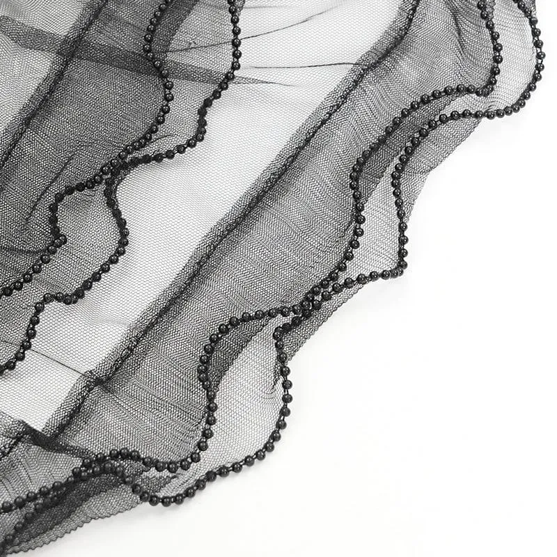 Gothic-Shorts mit Rüschen und Netzstoff-Spleißen für Damen